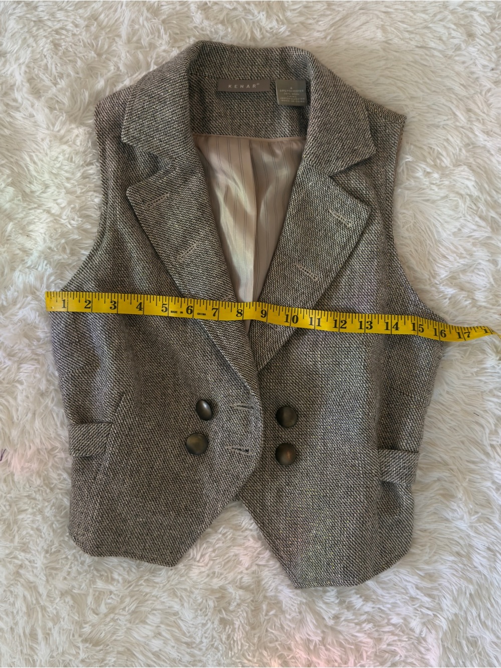 Womens Brown Tweed Vest Blazer - Picture 4 of 8